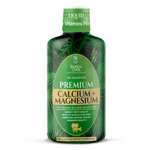 Tropical Oasis Premium Calcium Magnesium Citrate Liquid - 960ml Better Absorption & 5X Higher Than Pills - Vitamin D3 & Boron for Bone Health - Healthy Minerals Supplement