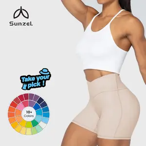 Sunzel Women’s Crossover Biker Shorts, V-Waist High-Rise Yoga/Workout Gym Shorts with No Front Seam and Tummy Control summerwins