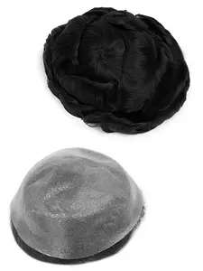 Men's Toupee Wig Full PU Human Hair, 30mm Wave with Natural Hairline, 100% Human Hair, Breathable Male PU Toupee Hair System, Comfortable Human Hair for Baldness & Hair Loss, Comfortable & Durable