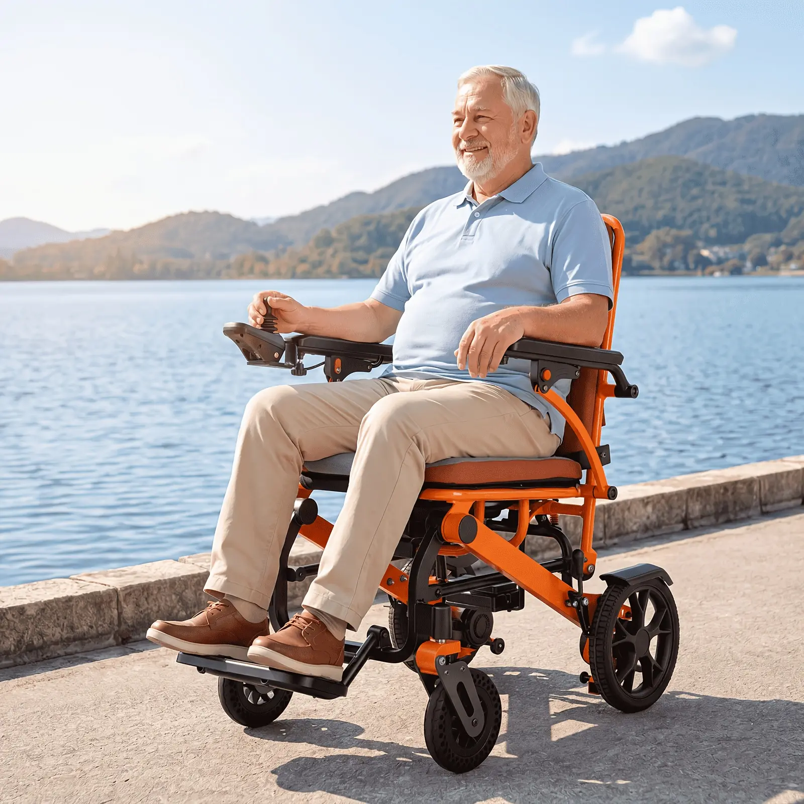 2026 New Upgraded Portable Electric Wheelchair, Adults Seniors Lightweight Travel Power Chair, 12Ah Lithium Battery, 9.3-Mile Range, 600W Power Output, 264 Lbs Load Weight, 48 Lbs Net Weight, LCD Screen Controller
