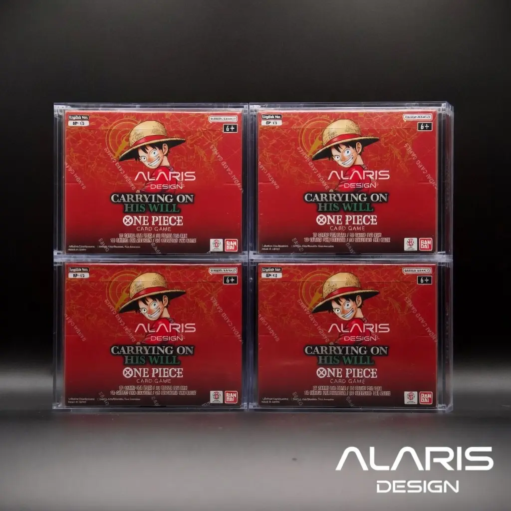 US Seller In-Stock 4-Pack Acrylic Protector Cases for 1 Piece Booster Boxes - Magnetic Lid, UV-Resistant, Fits OP04-16, Alaris Compatible Trading Card Storage & Display for Toploaders, Card Sleeves