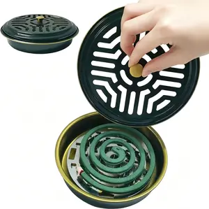 Mosquito Coil Holder, 2 Pack Metal Mosquito Repellent Coil Holder with Lid Emerald Portable Incense Coil Burner for Outdoor Camping Patio Party (Emerald)Gift.