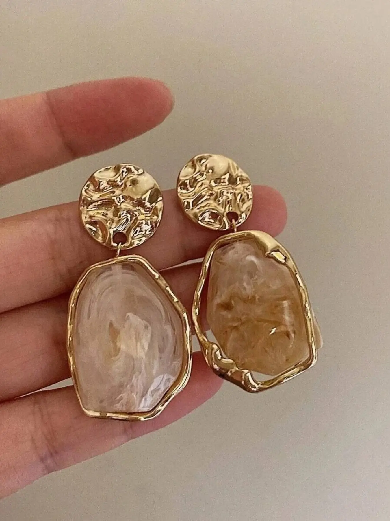 Vintage Geometric Dangle Earrings, Vintage Style, Geometric Shape, Textured Surface, Elegant Metal Texture Design, Perfect for Commuting, Parties & Daily Wear, Fashionable Earrings, Dangling Earrings