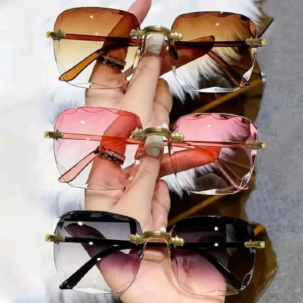 3PCS Square Rimless Sunglasses for Women | Luxury Fashion Designer Style UV400 Eyewear