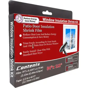 Large Patio Door Shrink Film Window Insulation Kit 84-Inch By 112-Inch，Clear, Keeps Cold Air Out and Warm Air in (1 Pack)