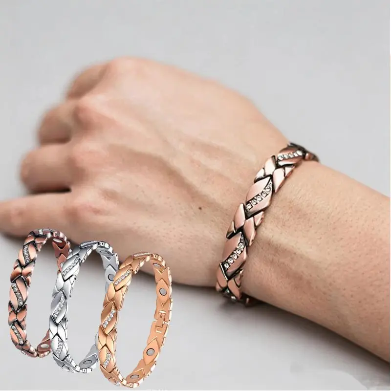 Pure Copper Magnetic Bracelet for Women – 3500 Gauss Magnets & Crystals  -Ultra Magnetic Copper Bracelet with Sparkling Crystals – Stylish Valentine’s Day Gift & Outdoor Wellness Jewelry. Combines Fashion, Comfort & Magnetic Therapy.