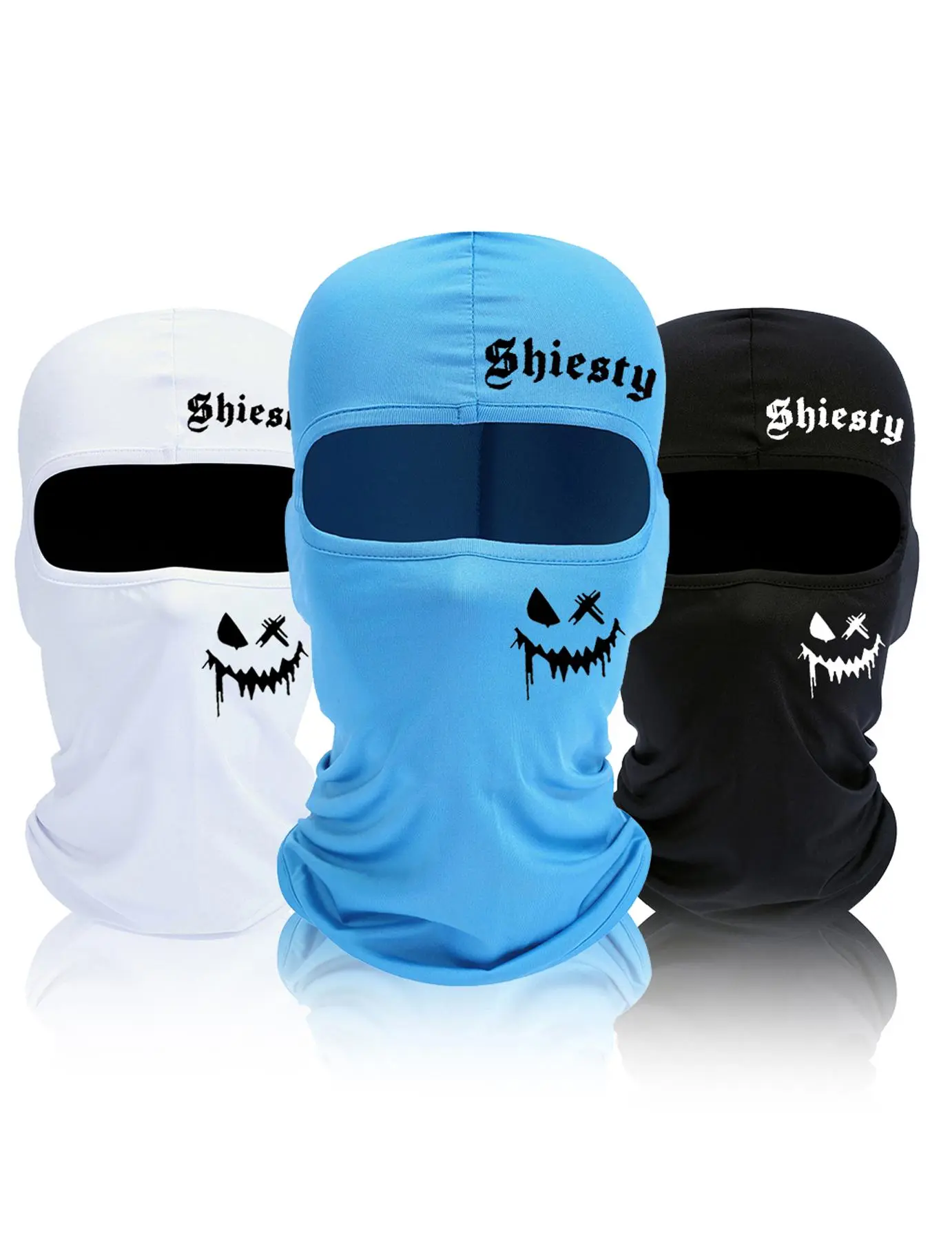Letter & Smiling Face Pattern Balaclava Face Mask, Summer Cooling Neck Gaiter, UV Protector Motorcycle Ski Hat for Men & Women, Motorcycle Bandana