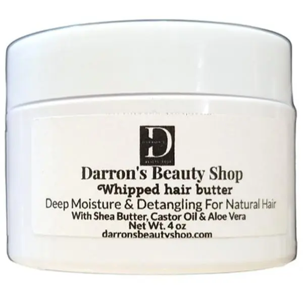 Darro's Beauty Shop Whipped Hair Butter 4oz - Deep Moisture & Detangling Formula with Shea Butter Coconut Oil & Castor Oil for Natural Hair Care