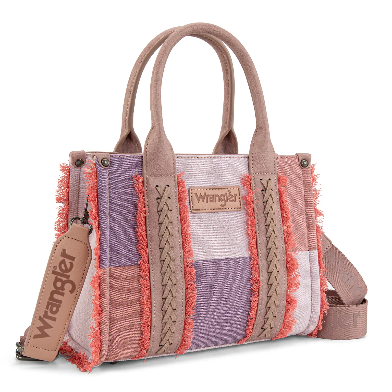 Wrangler Tote Bag for Women Canvas Woven Top Handle Handbags with Guitar Strap Retro Purse Boho Shoulder Bag for Women