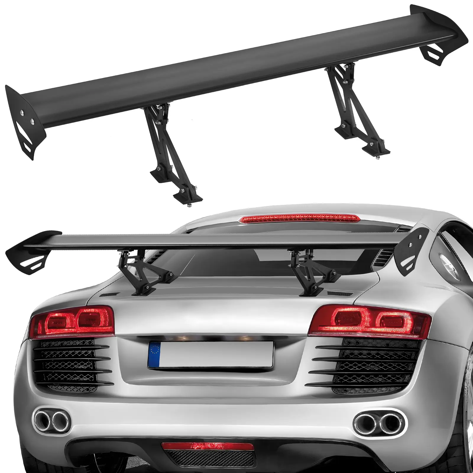 【summerfinds】VEVOR GT Wing Car Spoiler, 43.3 inch Universal Spoiler with Single Deck, Adjustable Lightweight Aluminum, Car Rear Spoiler Wing, Racing Spoiler BGW/JDM Drift Black