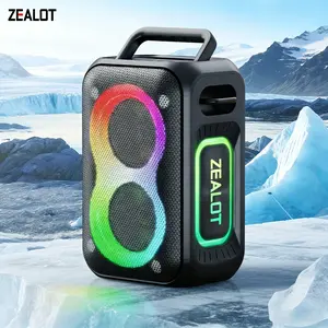 Wireless & Durable ZEALOT Bluetooth Speaker, 60W Strong Stereo Sound, IPX6 Waterproof, RGB Lights, Long Playtime & Multi-Ports, Dual Carry for Parties & Camping Trips.