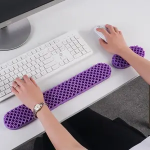 Ergonomic 2-Piece Wrist Rest Set - Honeycomb Gel Cushion Mouse Pad, Keyboard Support Pad, Wrist Pain Relief Accessory for Home Office, Desktop Use
