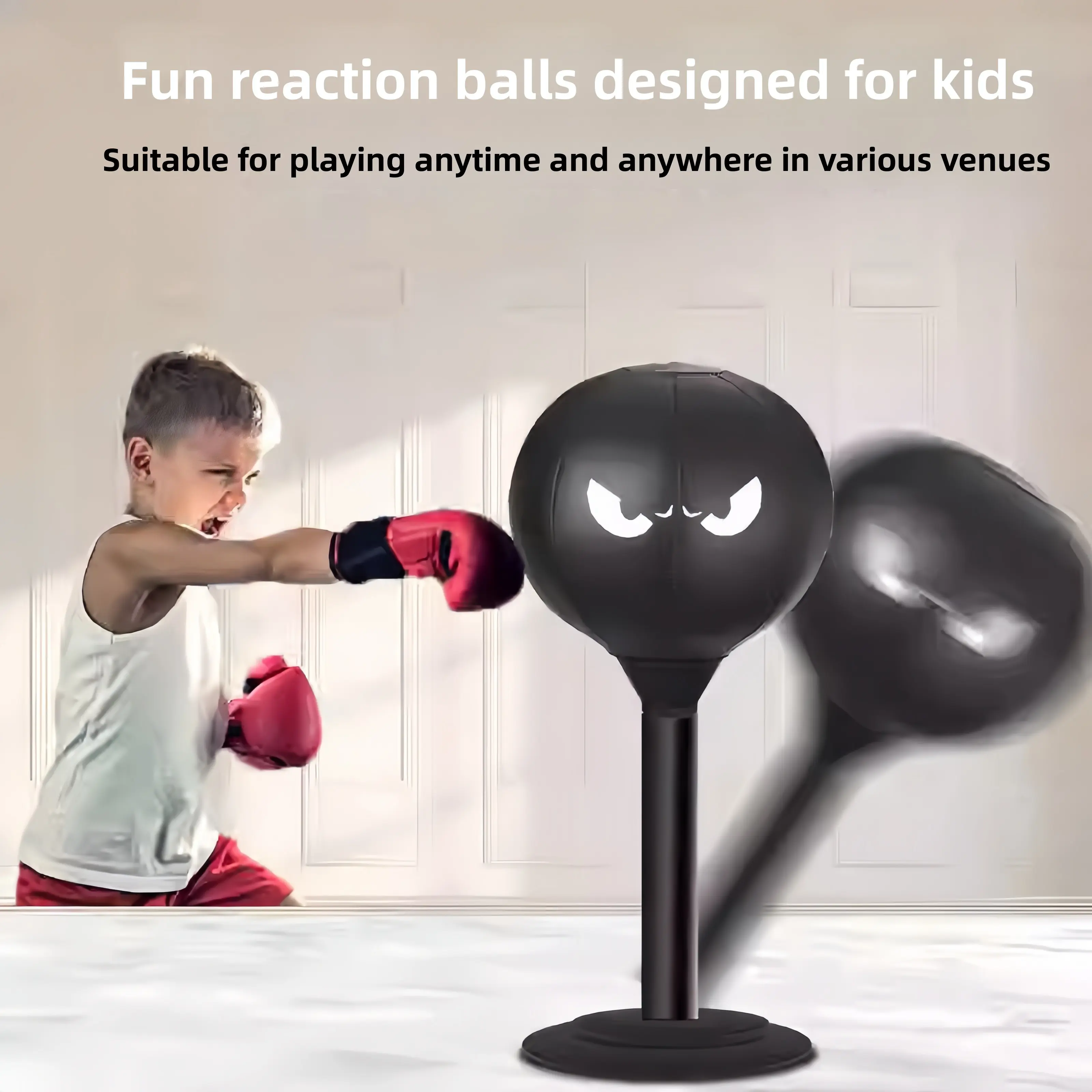 Desktop Punching Bag with High-Elastic PU Ball and Fast-Rebound Carbon Steel Spring, Stress Relief Toy for Office Desk with Suction Cup, Fun Boxing Gift for Adults & Kids, Includes Pump, Boxing Practice, Fun Gift For Adults And Kids, Home, Punch Bags