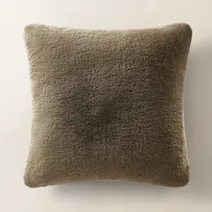 Z Gallerie Shay Faux Fur Square Decorative Pillow 22" 30‘’ - Rich Mocha&Ivory Warmth Indulgent Fuzzy