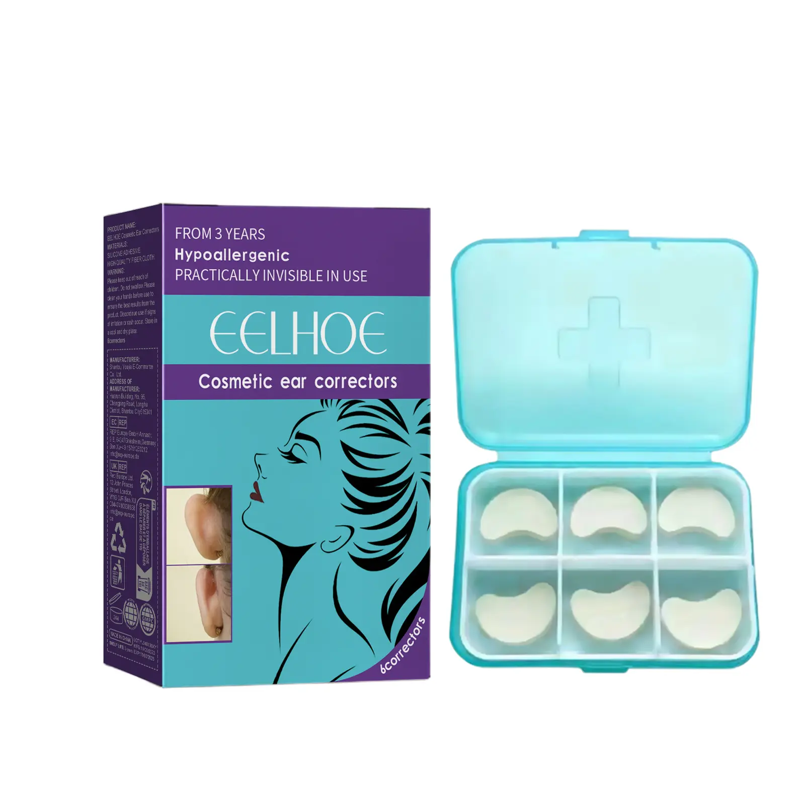 EELHOE Cosmetic Ear Correctors, Ear Display Small Support Corrects Flapper Ear Pinna Shape Waterproof Ear Stickers Silicone