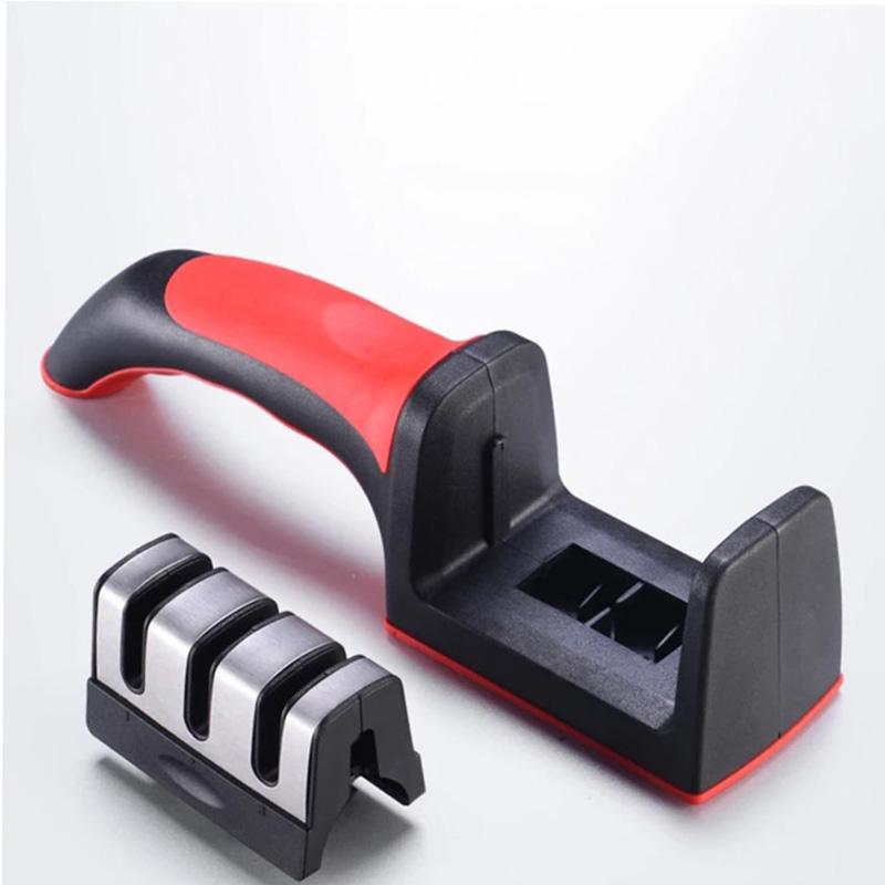 Dull Knives Ruin Every Meal! 3-Stage Handheld Knife Sharpener, Fast Sharpening for Knives & Scissors, Tungsten Steel, Non-Slip Bottom, Essential Kitchen Tool for Home Cooks