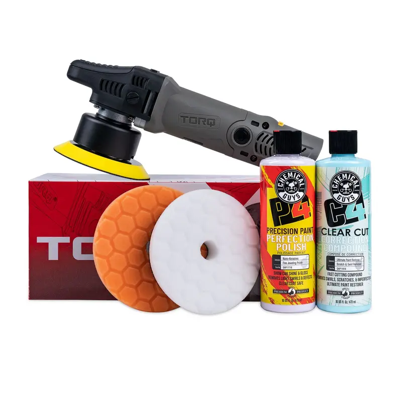 Chemical Guys TORQX Car Paint Polishing Restorer Kit - Includes Pads, Precision Polish, Scuff Removal, Automotive Care Solution for Maintenance-Needing Vehicles, Restores Factory-Like Gloss