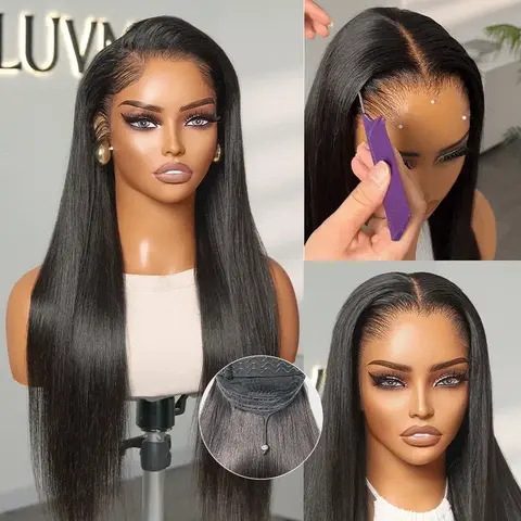 LUVME Lagos Hairline Silky Straight Glueless Wig 13x4 Frontal Pre-Cut HD Lace Natural Black Flexi-Fit Invisi Drawstring Cap SohoChic