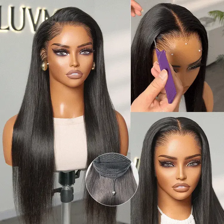 LUVME Lagos Hairline Silky Straight Glueless Wig 13x4 Frontal Pre-Cut HD Lace Natural Black Flexi-Fit Invisi Drawstring Cap SohoChic