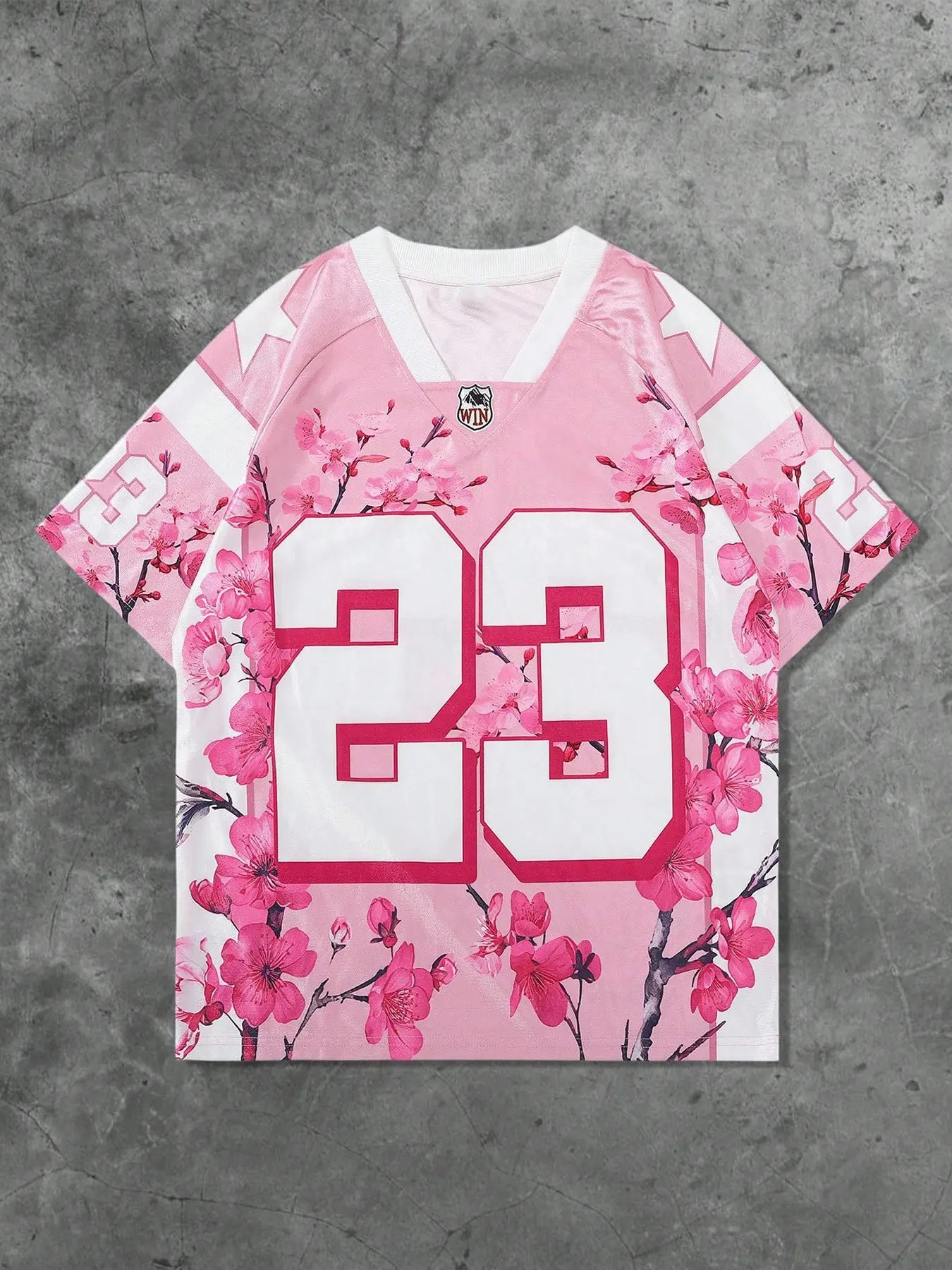2026 New Aesthetic Pink Cherry Blossom Basketball Jersey - Oversized V-Neck Streetwear Graphic Tee with Number 23 & Sakura Print - Retro Soft Grunge Fashion Top for Men Women - Romantic Street Style Spring Apparel Sport Top Sports Top Sports Clothing