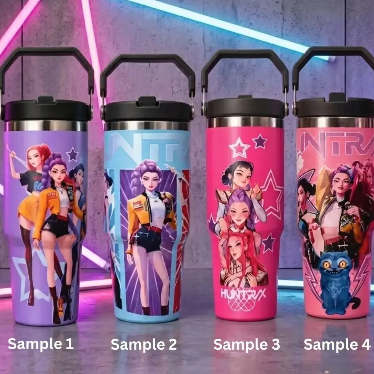 [MADE IN US] Vacuum Insulated Tumbler K-Pop Inspired Anime Girl with Lid and Straw - Stainless Steel Travel Coffee Mug Double Wall Hot & Cold Drink Cup Leakproof Portable