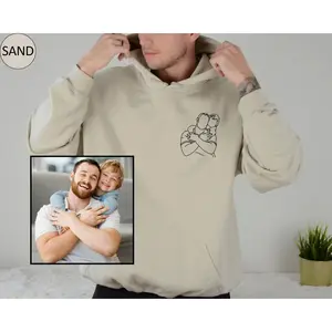 Custom Portrait from Photo Sweatshirt, Custom Dad Portrait Hoodie, Personalized Gift for Dad, Custom Father's Day Shirt for Husband, Dad and Son Tee