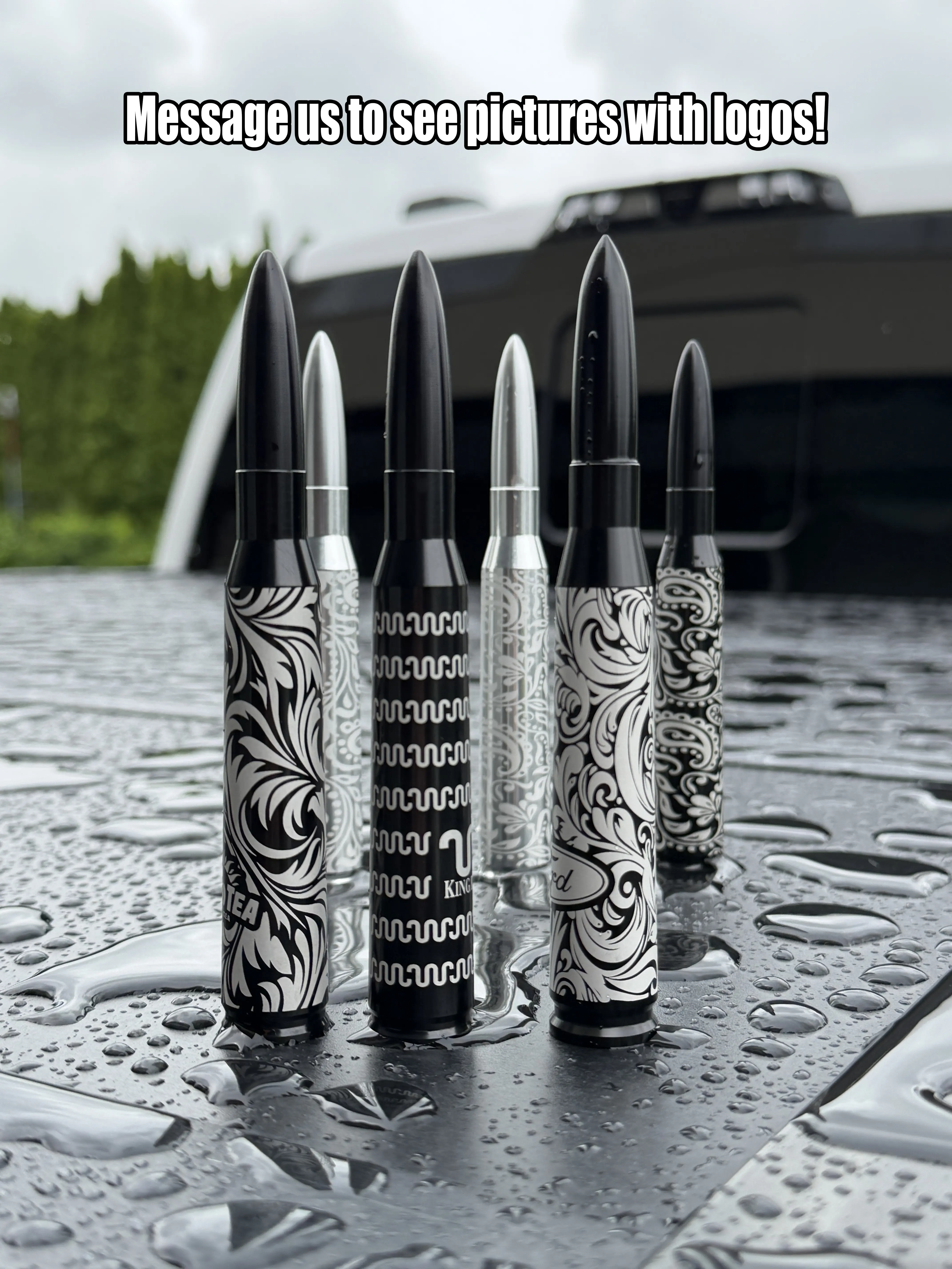 Custom Engraved Bullet Antenna (Not Real Bullet)