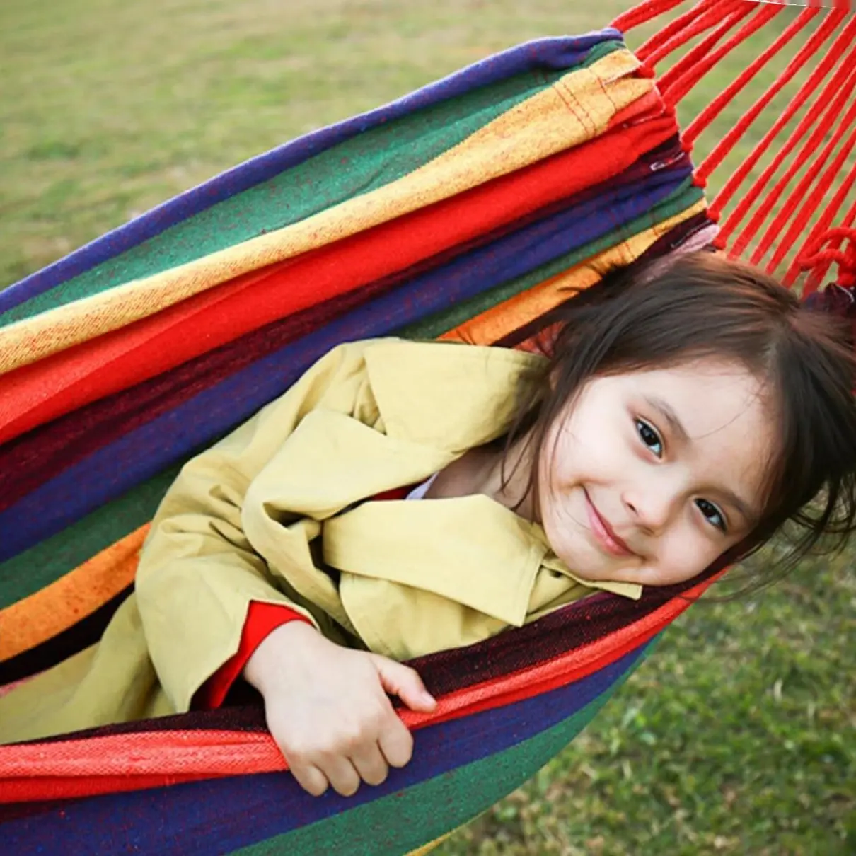 Outdoor Garden Camping Hammock, Portable Swing Bed, Durable Hammock, 68.9x29.53 Inches, Perfect for Outdoor/indoor Patio & Backyard Camping, Stripe Pattern Hammock