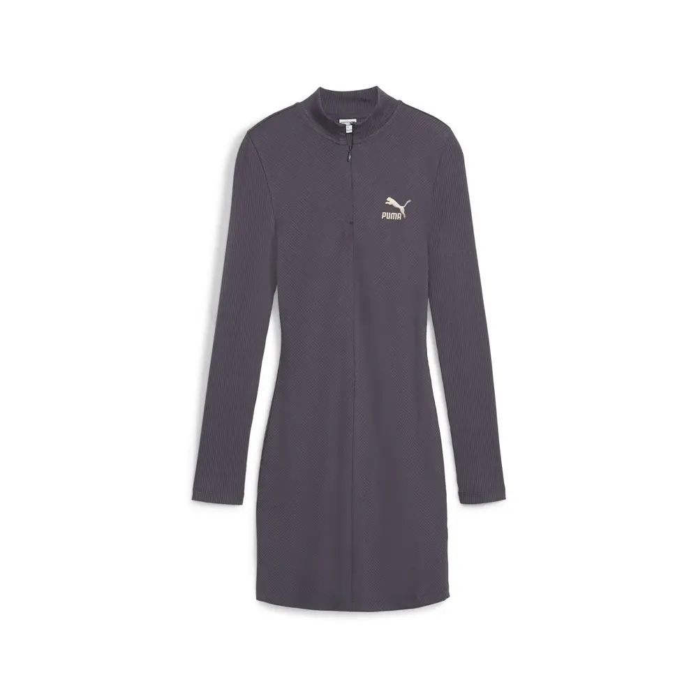 PUMA Womens Classics Ribbed Half Zip Long Sleeve Dress Casual Casual - Grey