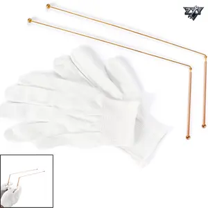 2PCS 99.9% Pure Copper Dowsing (Divining) Rods with Gloves for Ghost Hunting, Water Divining, Treasure & Buried Items Detection