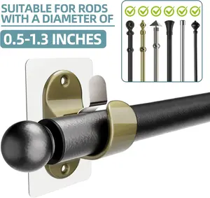 8 PCS Adhesive Curtain Rod Brackets, No Drilling Curtain Rod Holders for Max 1.3in Rods, 18lbs Retro Color Curtain Rod Hangers for Bathroom, Living Room, Kitchen