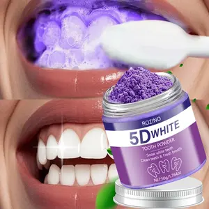 Rozino 5D Tooth Powder 50g, Brightening Clean & Fresh Breath, Gentle Whitening Formula, Deep Cleaning, Travel Essential, Teeth Cleaner, Teeth Brightener