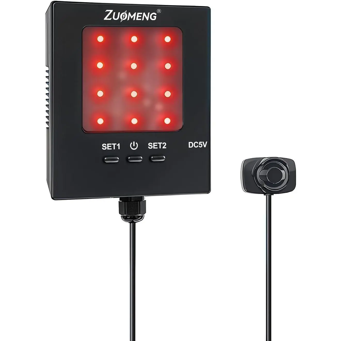 Adjustable Garage Parking Sensor with Tri-Color LED Distance Indicator, Ultrasonic Detection, Auto/Manual Modes, Auto Save Settings & Power Low Flash for Safe Indoor Parking