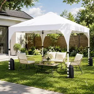 Costoffs 10x10ft Pop-Up Canopy Tent with Wheeled Storage Bag, Height Adjustable 5.6 to 8.7ft, Complete Accessory Kit with Sandbags and Stakes, Water-Resistant Oxford Fabric for Beach/Backyard/Picnic/Outdoor Gatherings
