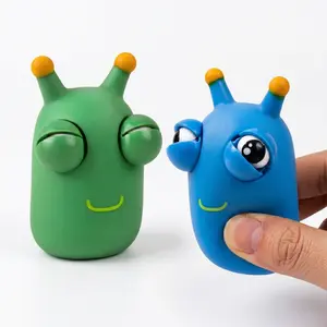Squishy,Funny Pop-Up Grass Worm Squeeze Stress Relief Toy Bouncing Eyed Worm Squeeze Stress Relief Fun Toy Adult and Children Gift，anxiety relief gift, holiday party gift (Blue+Green) outdoorfun