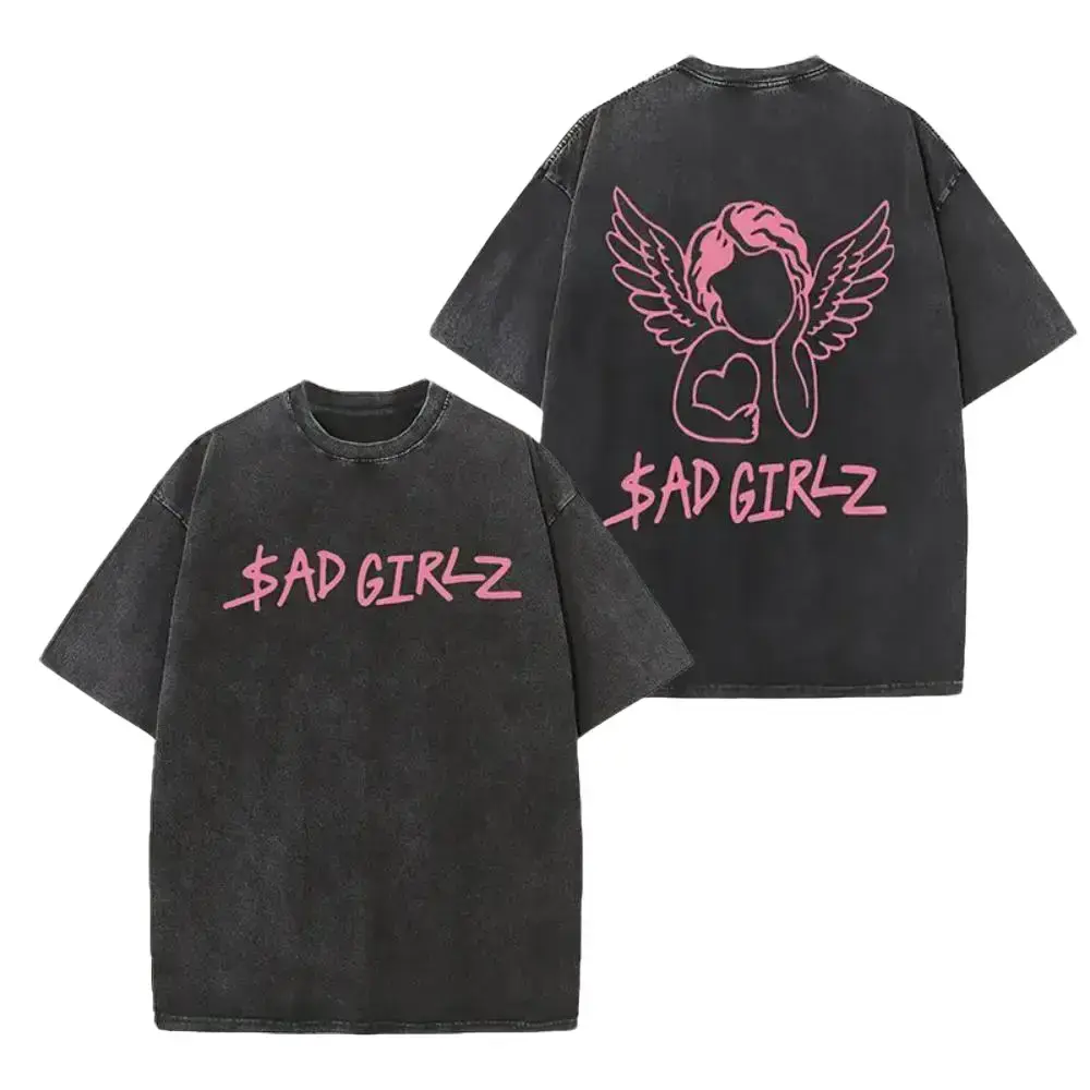 Washed T-Shirt Junior H x Anti Social Club Hoodie - Sad Girlz Collection - Double-sided Graphic tshirt - Unisex Streetwear - Trendy Casual Wear