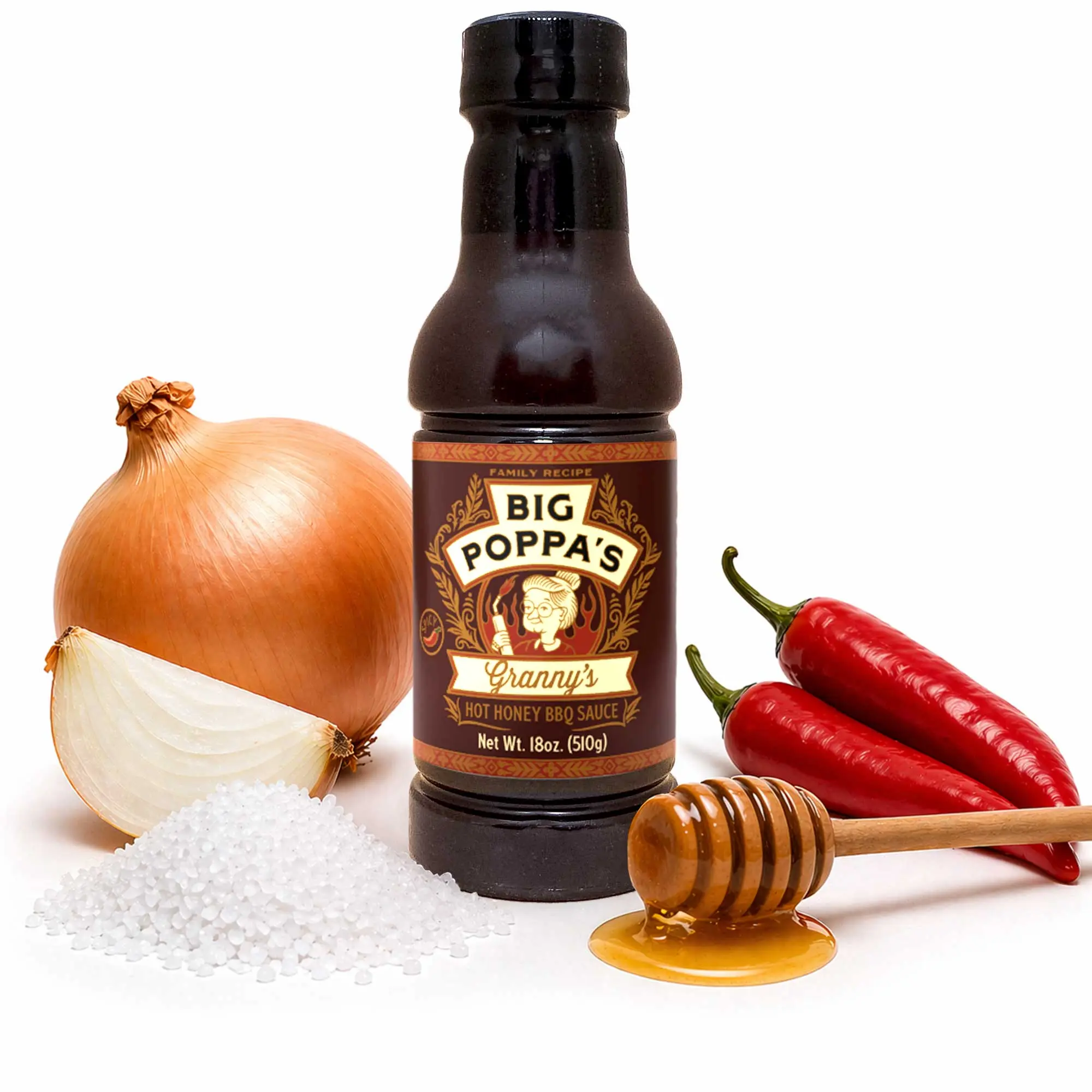 Granny's Refrigerated Honey Blend Hot BBQ Sauce (18oz) - Sweet Heat Cooking Sauce for Ribs, Chicken