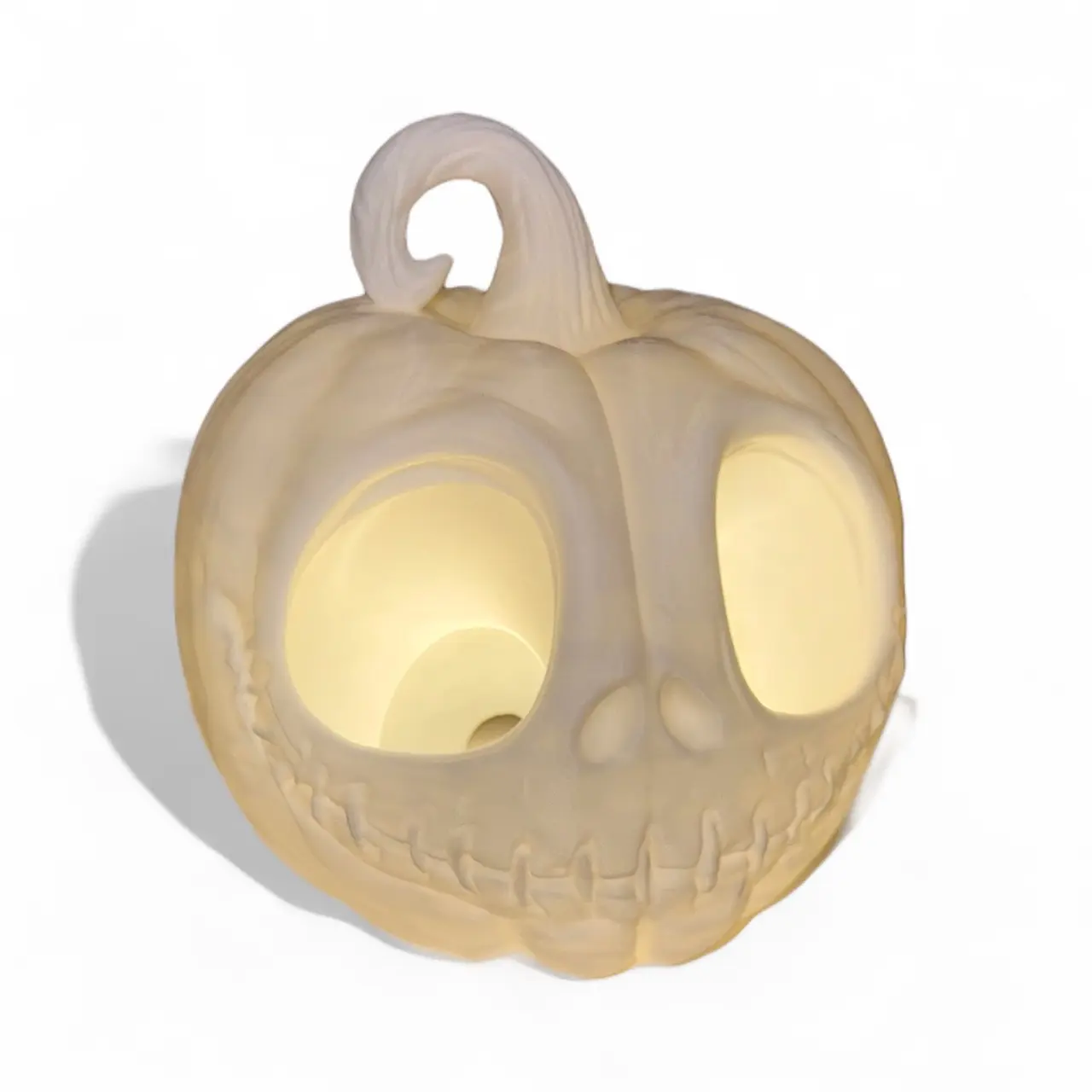Halloween decor, spooky pumpkin light, skull pumpkin lantern, Halloween night light, creepy pumpkin lamp, glowing jack-o-lantern, goth home decor, fall table centerpiece, eerie LED lamp, haunted house decor