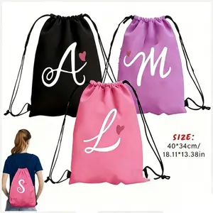 Casual Drawstring Bag, Gym Bag, Heart-Printed Backpack, Sports Backpack, Drawstring Bag. For Travel and Activities - Lightweight and Durable Travel Bag, Ideal for Gym or Leisure Use, Suitable for School Backpacks, Unisex.