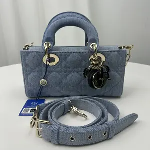 Pre-owned Dior Wash Denim Luggage Top Handle Bags