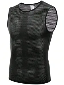 Qualicos Men’s Breathable Quick-Dry Sports Tank | Compression Undershirt | Sweat-Wicking Cycling Vest | Breathable Sports Vest |cooling vest