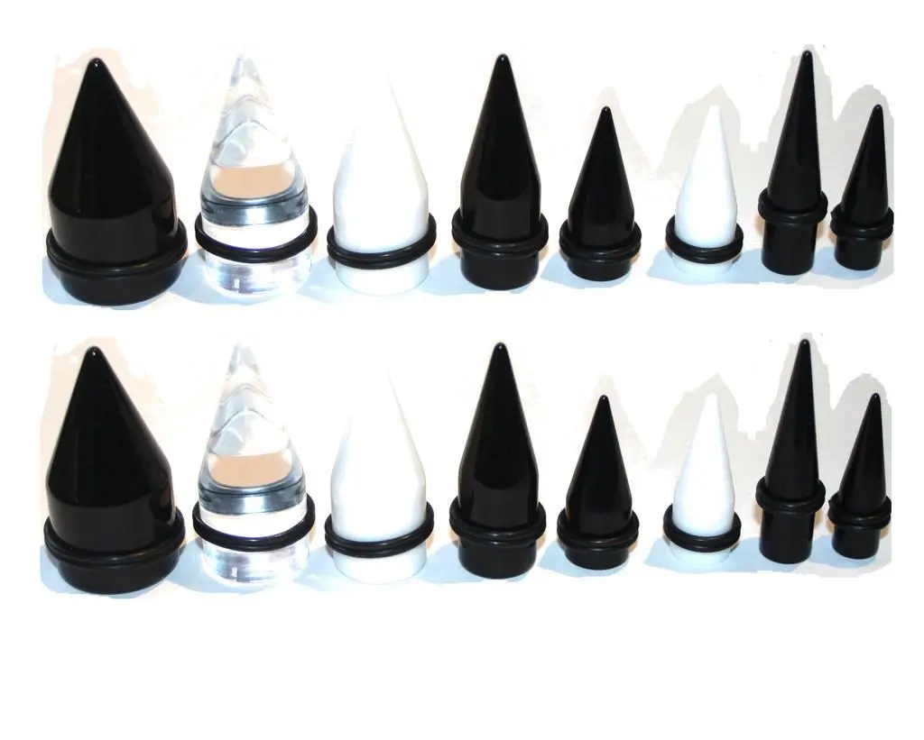 00G-1 inch - 8 Pairs  Black White Clear Tapers gauges expanders