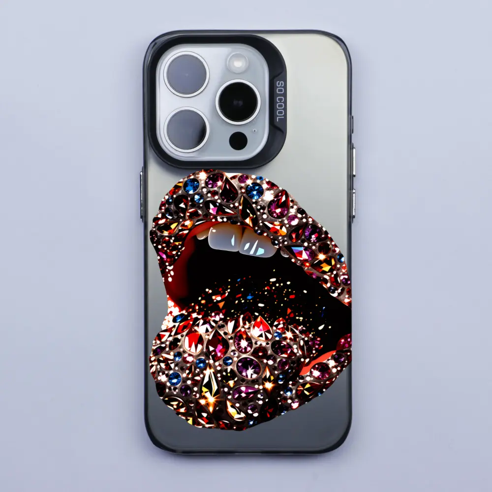 Glamorous Crystal Lips Phone Case, Shockproof Protection Casing for iPhone 17,16,15,14,13,12,11 Pro Max,12-13 Mini,Xs,Xr,X,8,7 Plus - Transparent TPU Cover, Anti-Scratch Mobile Phone Accessory, Fashion Party Gift, Smartphone, Handheld