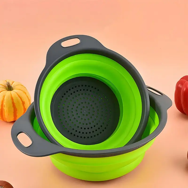 Multi-Function Kitchen Drain Basket, Foldable Silicone Colander for Fruits and Veggies