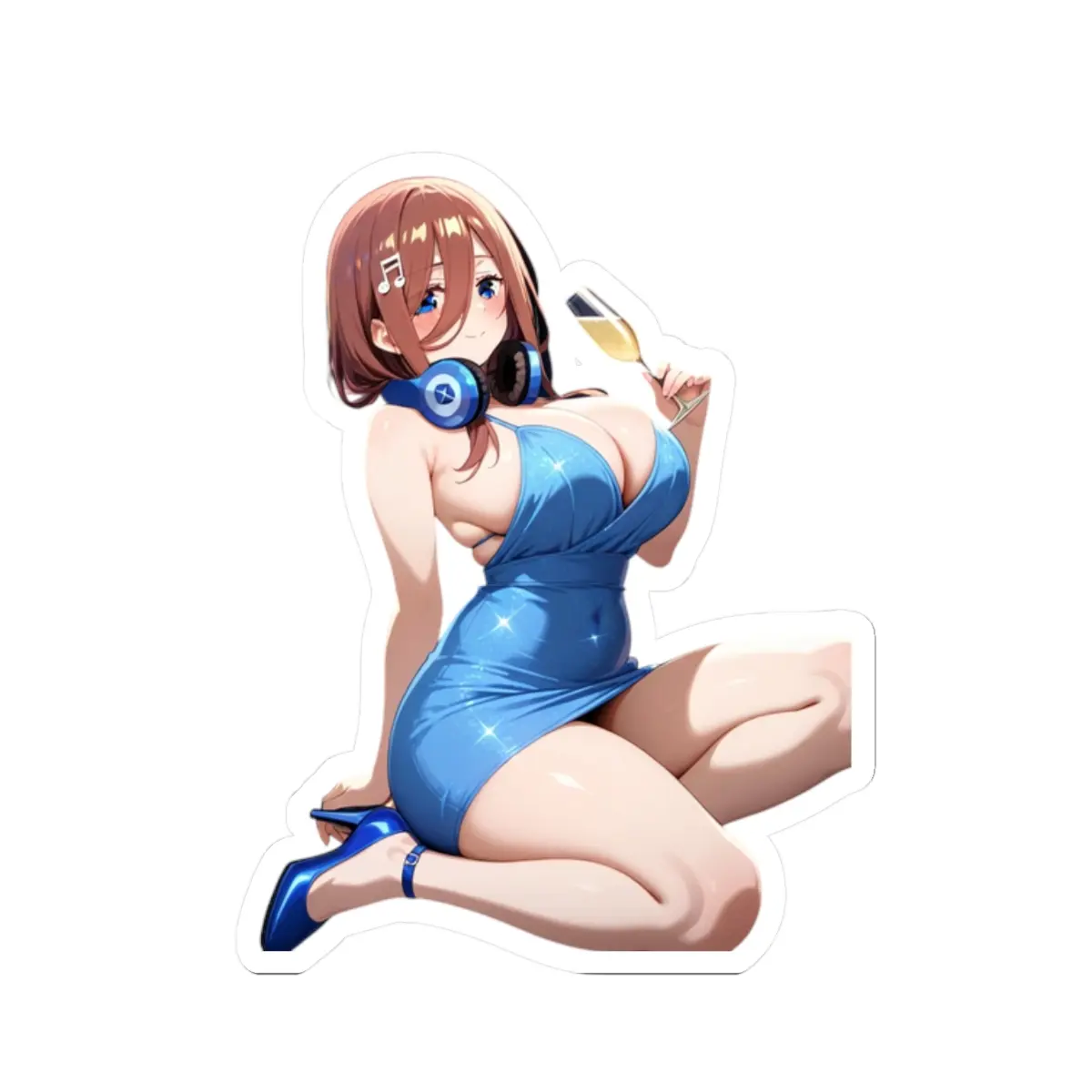 Cute Anime Girl Sticker, Miku Nakano Fan Decal, Anime Viral, Glossy Paper Finish, Vibrant Colors, Durable Vinyl, Easy Application, Perfect for Laptops and Journals DIY Decor