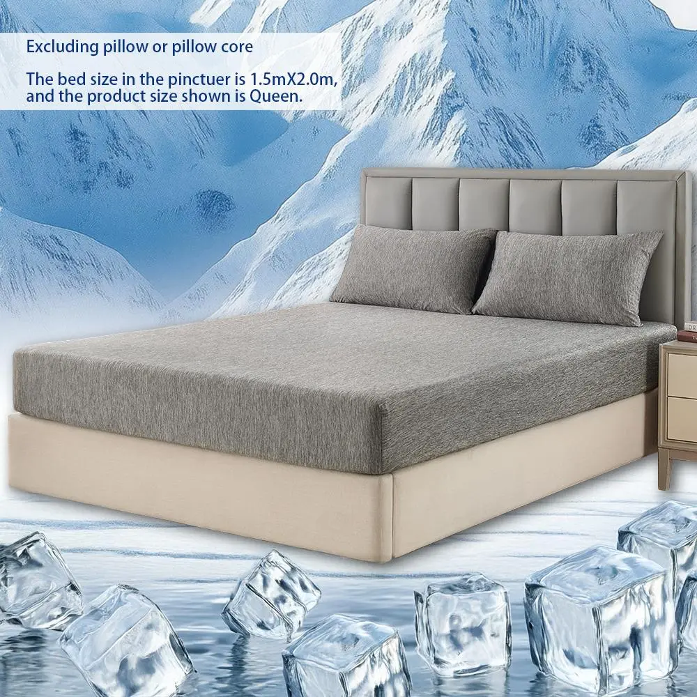 Cooling Bedding Set, Fitted Mattress Sheets, 3 Counts/set Including 1 Count Fitted Sheet & 2 Counts Pillowcase, Breathable Cooling Sheets, Breathable Durable Sheets, Breathable Bedding Set for Home Bedroom, Bed Linens, Bedding Decor