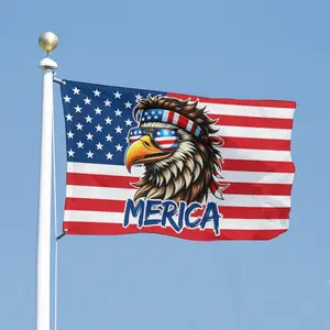 Patriotic Trend Outdoor Flag American Eagle With Usa Sunglasses And Merica Text For Yard Decor Durable Fade Resistant Easy To Install Fast Shipping Customizable