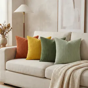 Bohemian Style Pillow Cover 18x18 Inches, Modern Nordic Cushion Cover, Soft Corduroy Spring Home Decor, Sofa Bed Living Room Car Decoration, Home Textile