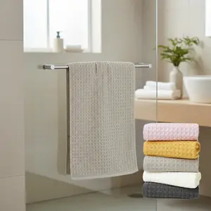 Waffle Hand Towel, Skin Friendly and Absorbent, Plain Color Lightweight Breathable Quick Drying, Household Multi-Color Towel, Hand Waffle Towels
