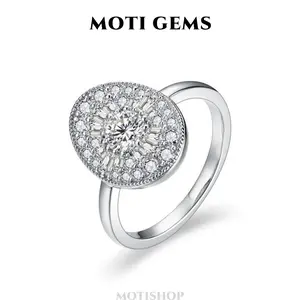 MOTI GEMS Round Shape Shield Guard Lab-Created All Synthetic Moissanite Ring for Women D VVS1 Hypoallergenic High Setting Wedding Finger Ring Two Tone Engagement Anniversary Birthday Gift Daily Shining Fine Jewelry